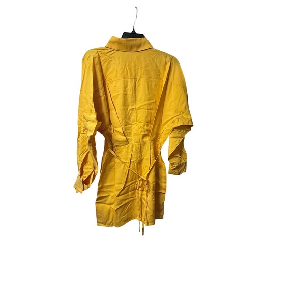 Thakoon NEW Shirt Mini Dress Button Down Long Sleeve Yellow Size 8 - Picture 3 of 5